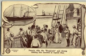 Image: Postcard: Peary's Departure on Steamer Roosevelt