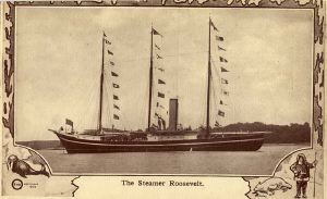 Image of Postcard: Steamer Roosevelt leaving Oyster Bay