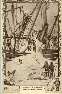 Image: Postcard: Steamer Roosevelt Banked With Snow
