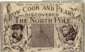 Image: Postcard: Map Showing Peary and Cook Routes to Pole
