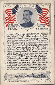 Image: Postcard: Commander Robert E. Peary, portrait and bio
