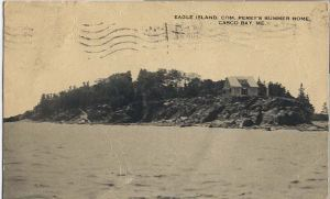 Image of Postcard: Eagle Island, Com. Perey's [sic] Summer Home, Casco Bay, ME.