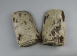 Image of Sealskin mittens with blue striped flannel linings