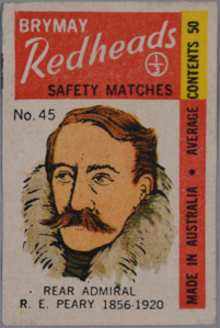 Image of Brymay Redheads Safety Matches cover depicting Peary