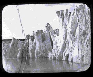 Image of Front View of the Glacier Near to the Rocks over Which it is Moving