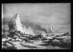 Image: Unidentified Artwork Depicting Shipwreck and Icebergs, Reproduction
