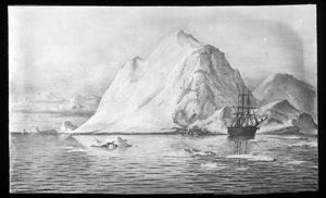 Image: Unidentified Artwork Depicting a Ship (PANTHER?) and Icebergs, Reproduction