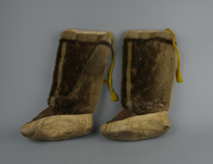 Image: Pair of women's sealskin boots from northern Labrador