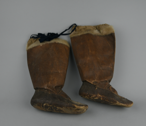 Image: Pair of men's sealskin boots from northern Labrador