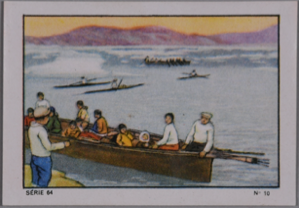 Image of Card: people in umiak [oomiak]; French expedition to Greenland  1934-1935