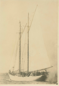 Image of The Bowdoin under sail with guests aboard