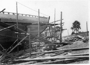 Image of Bow of the BRENDA MARGUERITE under construction