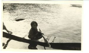 Image of Greenlandic boy in kayak