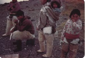 Image of Polar Inuit [Inughuit] group; child in mother's hood