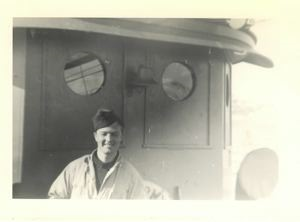 Image of Sgt. Parker on freighter