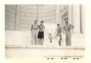 Image of Couple, young boy, Mrs. Rutledge? and Rutledge at a D.C. building