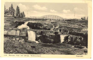 Image of Manuels Flats and bridge, Postcard