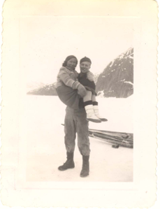 Image of Sgt. Parker holding Greenlandic woman