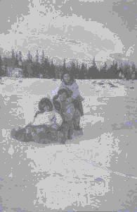 Image: Five Eskimo [Inuit] children sledding