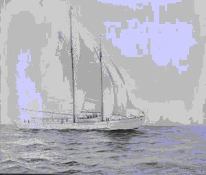 Image of Painiting of large schooner, by C.J.A. Wilson