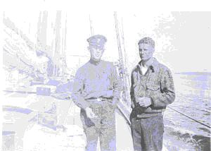 Image of Two crewmen aboard [Jack Crowell at R]