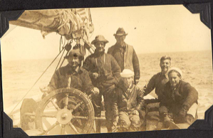 Image: BOWDOIN crew at wheel