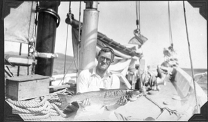 Image: Martin Vorce aboard holding large salmon