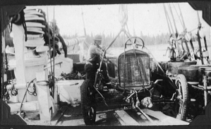 Image of Snowmobile on deck of RADIO slung ready to go ashore
