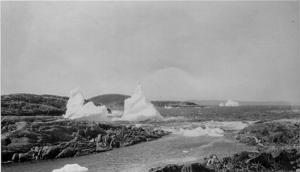 Image of Grounded icebergs at harbor's entrance
