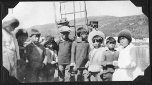Image of Eskimo [Inuit] children aboard