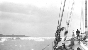 Image: 'Bucking the heaviest ice of the voyage..'