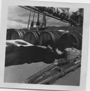 Image: Dick Backus asleep on deck