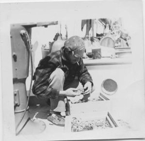 Image: Dick Backus sorting a trawl