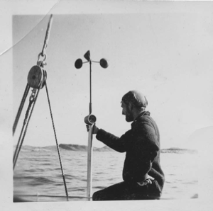 Image: Dick Backus and the anemometer