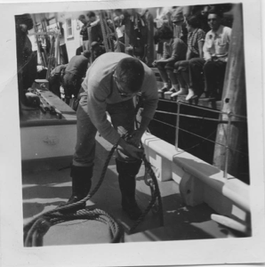 Image: Gary Valentine coiling up the mooring lines