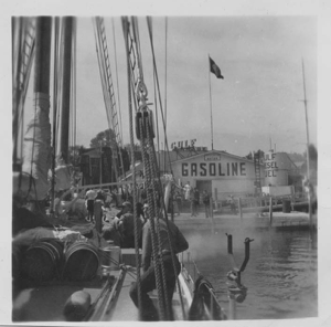 Image: Leaving the dock. Charley Hall in foreground