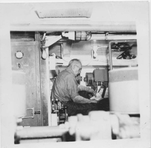 Image: Bill Holmes in the engine room