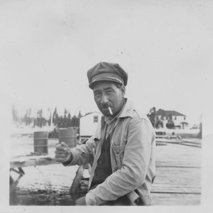 Image of A native [Innu] on the dock