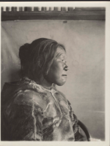 Image of Noo-e-king-wah, Myah's wife [Inuit woman, profile.  Portrait]