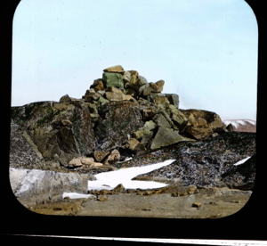 Image of Dr. Hayes' cairn at Port Foulke