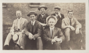 Image of Expedition members;  ?, Tanquary?, Ekblaw, Hovey?,  Small?, Hunt