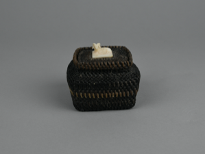 Image of Square baleen basket with Dall ram finial