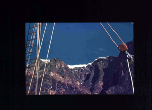 Image of Ice cap seen through rigging