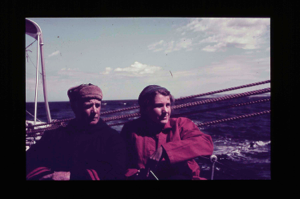 Image: Donald and Miriam MacMillan sitting aboard  [purple]