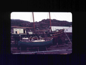 Image of Schooner and fishing boat at dock