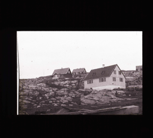 Image: Three West Greenland houses  [b&w]