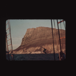 Image of Cliffs seen through rigging