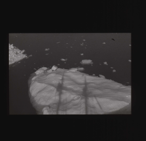 Image: Mast shadows on ice pan [b&w]