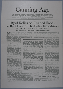 Image of Canning Age: Byrd Relies on Canned Foods for His Polar Expedition