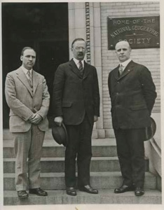 Image: Two men with Donald MacMillan at the National Geographic Society building